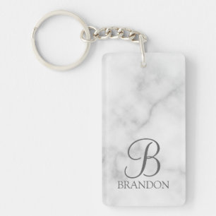 Marble Personalised Script Monogram and Name Key Ring