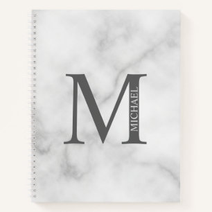 Marble Personalized Elegant Monogram and Name Notebook