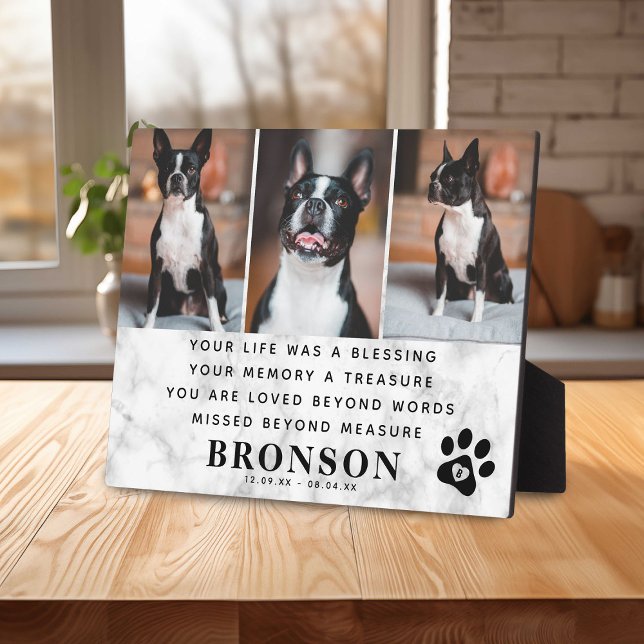 Marble Pet Loss Memorial Quote & Photo Collage Plaque (Creator Uploaded)