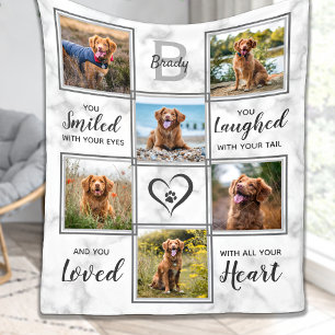 Marble Pet Memorial Keepsake Photo Collage Fleece Blanket