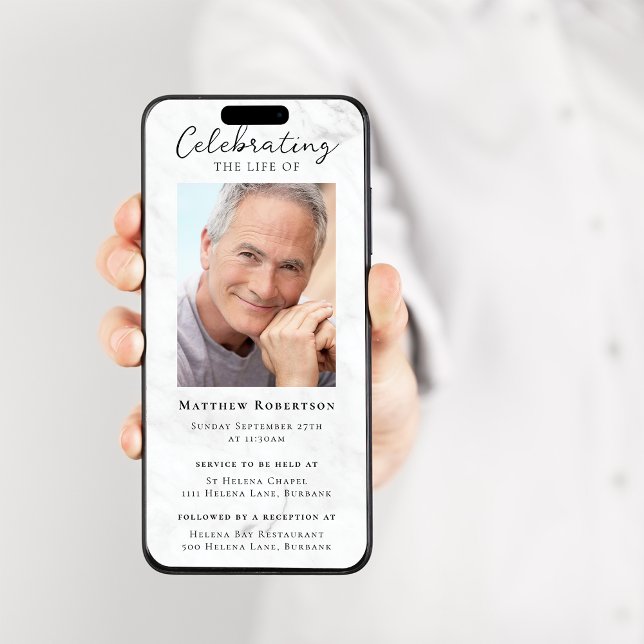 Marble Photo Funeral Digital Invitation (Creator Uploaded)