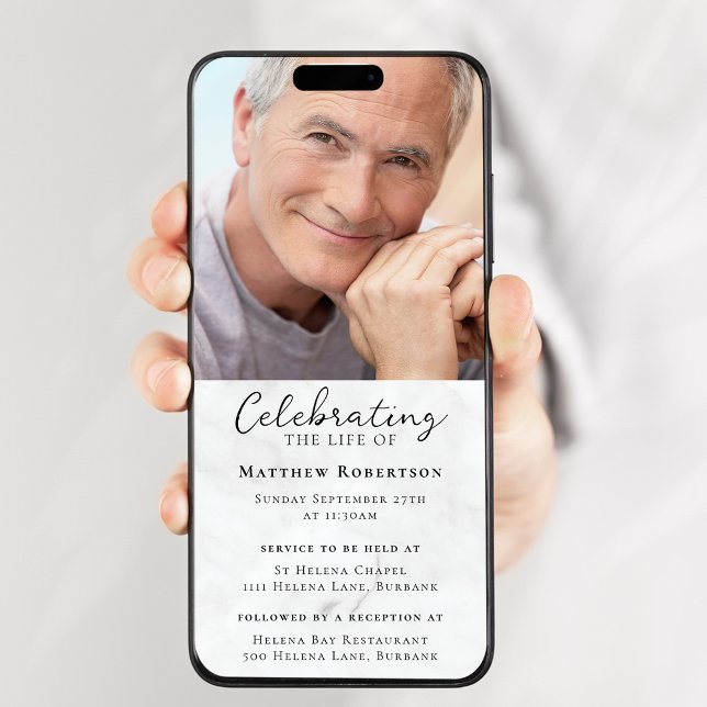 Marble Photo Funeral Digital Invitation (Creator Uploaded)