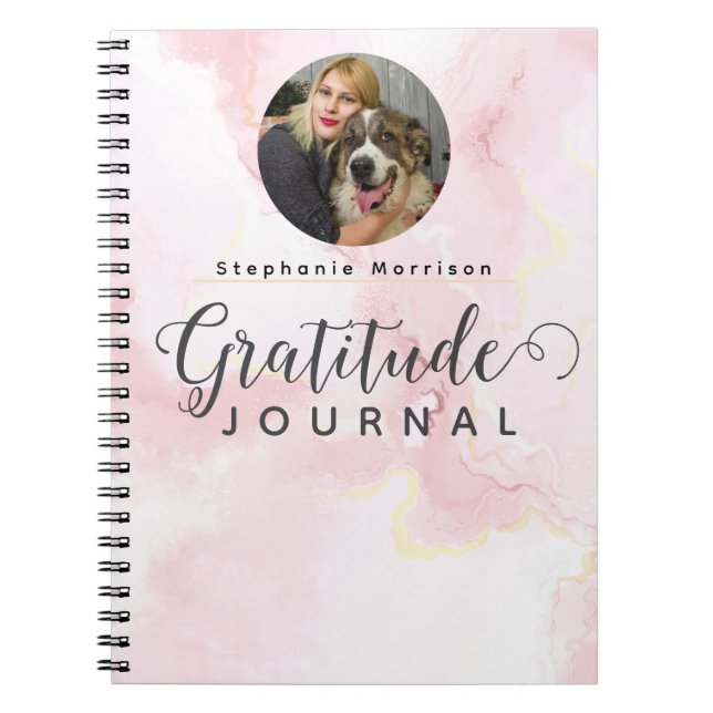 Marble Photo Gratitude Journal - Pink & white (Front)