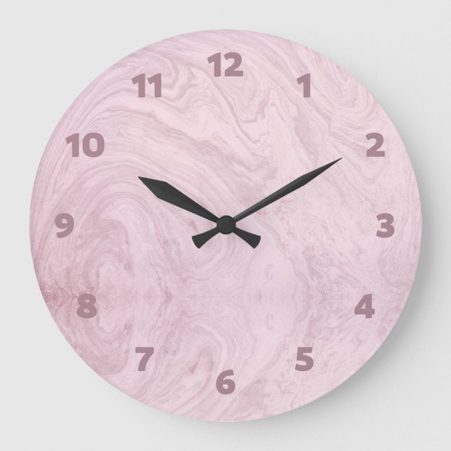 Marble pink abstract modern cute large clock (Front)