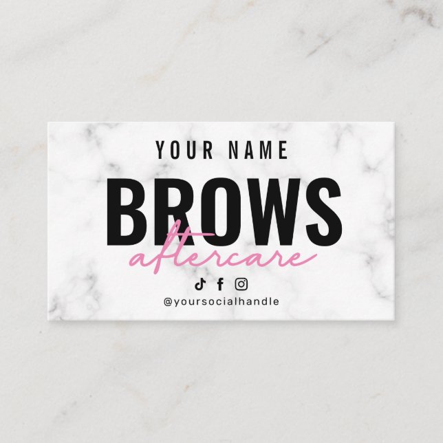Marble Pink Brows Aftercare Card (Front)