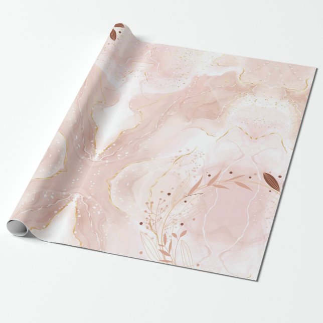 Marble Pink Glitter Wrapping Paper (Unrolled)