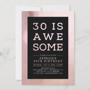 Marble Pink Modern Typography 30th Birthday Party Invitation