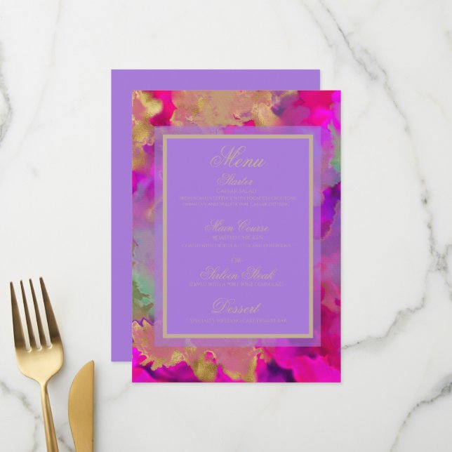 Marble pink, purple and gold Flat Menu (Front/Back In Situ)
