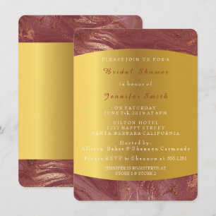 Marble Pink Rose Gold Bridal Shower Birthday Invitation