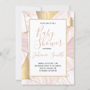 Marble Pink White Baby Shower Invitation