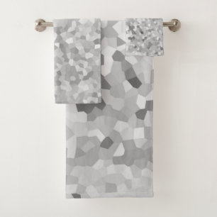 MARBLE PIXELATED GREY SILVER CUSTOM TOWEL SET