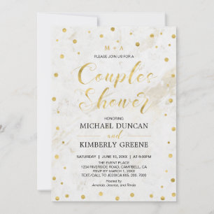 Marble & Polka dot   Modern Couples Wedding Shower Invitation