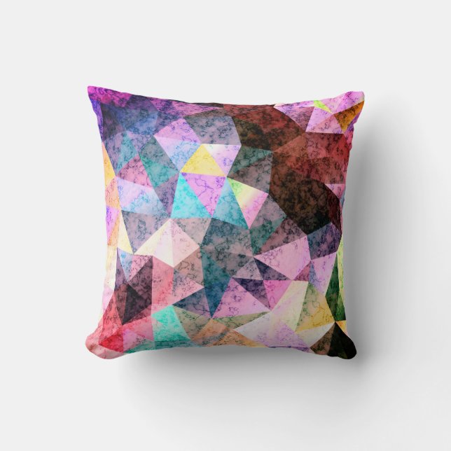 Marble polygonal pattern throw pillow (Front)