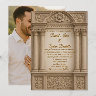 Marble Promise Photo Wedding Invitation