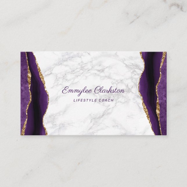 Marble Purple Gold Agate Business Card (Front)