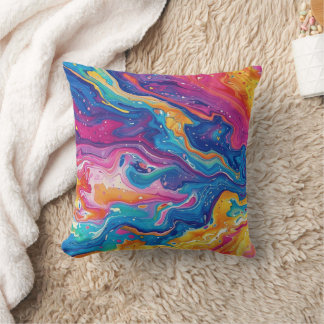 marble, rainbow colours, geometric design, colourf cushion