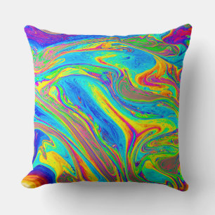 Marble Rainbow Swirls Bright and Beautiful Cushion