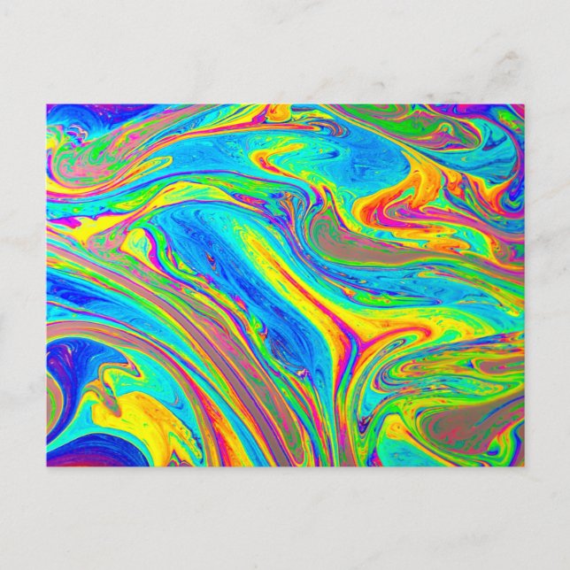 Marble Rainbow Swirls Bright and Beautiful Postcard (Front)