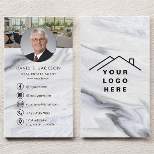 Marble Real Estate Agent Photo Logo Business Card