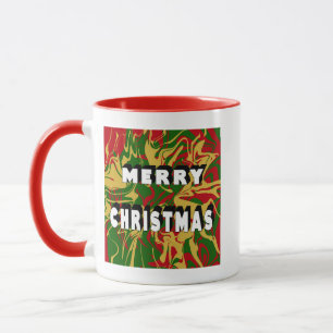 Marble red green gold modern Merry Christmas Mug