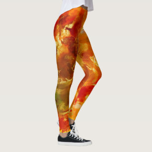 Marble red, orange, gold, yellow leggings