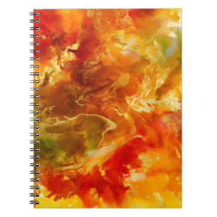 Marble red, orange, gold, & yellow notebook