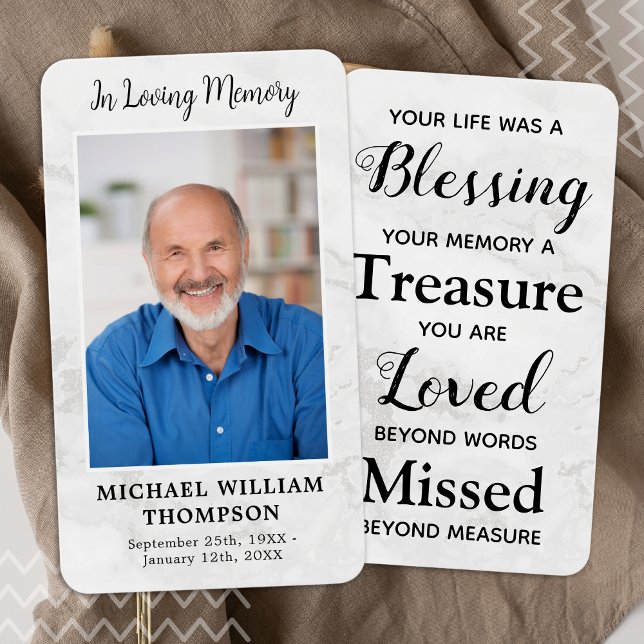 Marble Remembrance Poem Photo Memorial Prayer Card (Creator Uploaded)