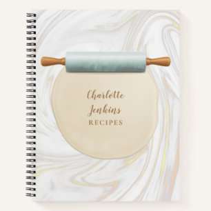 Marble Rolling Pin Swirls Recipe Notebook