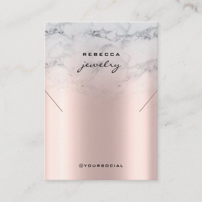 Marble Rose Gold Earring Necklace display card (Front)