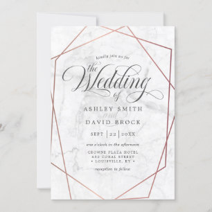 Marble Rose Gold Elegant Geometric Wedding Invitation