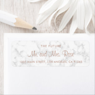 Marble Rose Gold Elegant Wedding Return Address Label