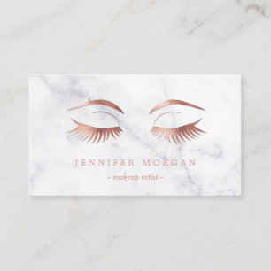 Marble Rose Gold Eyelash Eyebrow Makeup Artist Business Card