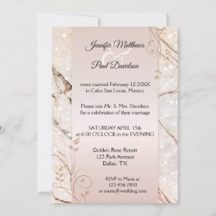 Marble Rose Gold Floral Post Wedding Invitation