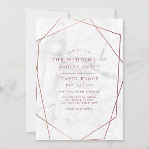 Marble Rose Gold Geometric Wedding Invitation