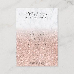 Marble rose gold glitter jewellery ring display business card