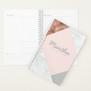 marble, rose gold, grey and blush pink planner
