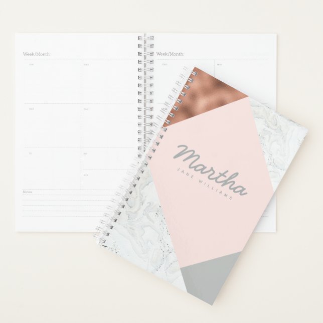 marble, rose gold, grey and blush pink planner (Display)