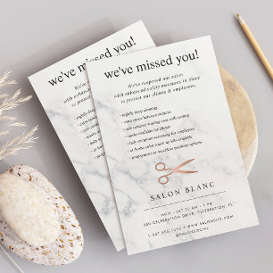 Marble & Rose Gold Hair Salon Business Reopening Flyer