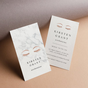 Marble & Rose Gold Lashes Beauty Business Card