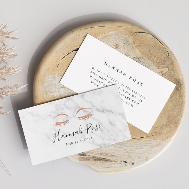 Marble & Rose Gold Lashes & Brows Beauty Business Card (Creator Uploaded)