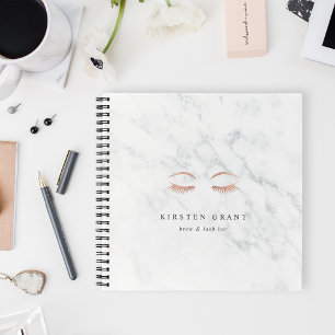 Marble & Rose Gold Lashes & Brows Beauty Logo Notebook