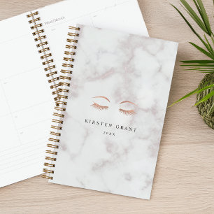 Marble & Rose Gold Lashes & Brows Beauty Logo Planner