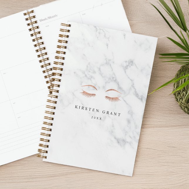 Marble Rose Gold Lashes & Brows Beauty Logo Planner (Creator Uploaded)