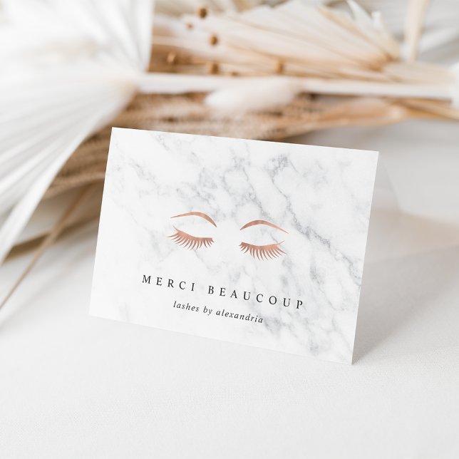 Marble & Rose Gold Lashes & Brows Note Cards (Creator Uploaded)