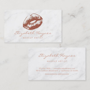 Marble Rose Gold Lips Lipstick Makeup Artist Business Card
