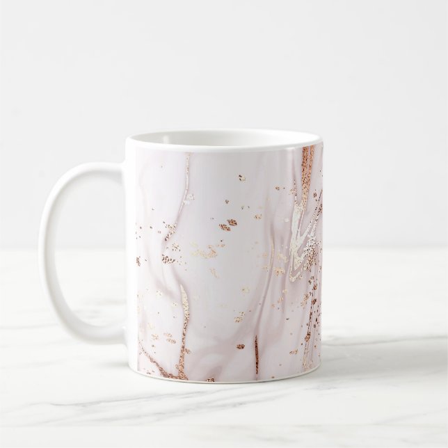 Marble Rose Gold: Liquid Abstract. Coffee Mug (Left)