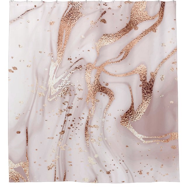 Marble Rose Gold: Liquid Abstract. Shower Curtain (Front)