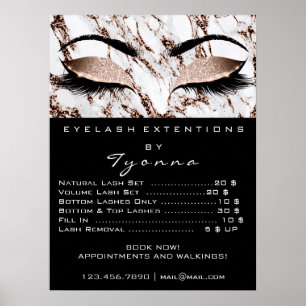 Marble Rose Gold Makeup Artist Eyes Lashes Prices Poster