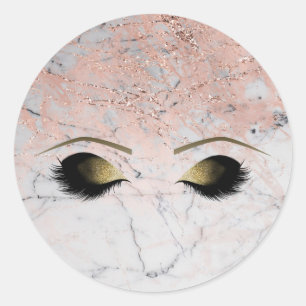 Marble Rose Gold Makeup Eyelashes Beauty Party Classic Round Sticker