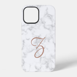 Marble Rose Gold Monogram Modern Elegant iPhone 12 Case